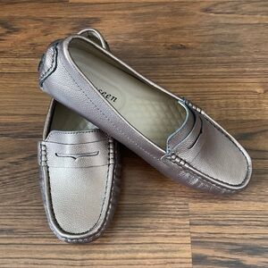 Gold Flats with Moccasin Stitching and Slip-On Design NWOT